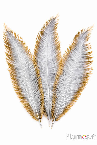 Struisvogel - 30-40 cm - zilver-goud